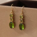 Green copper retro bohemian earrings with geometric quadrilateral shape