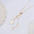 Women's titanium steel necklace with six-pointed star pendant on O-ring chain in gold colour