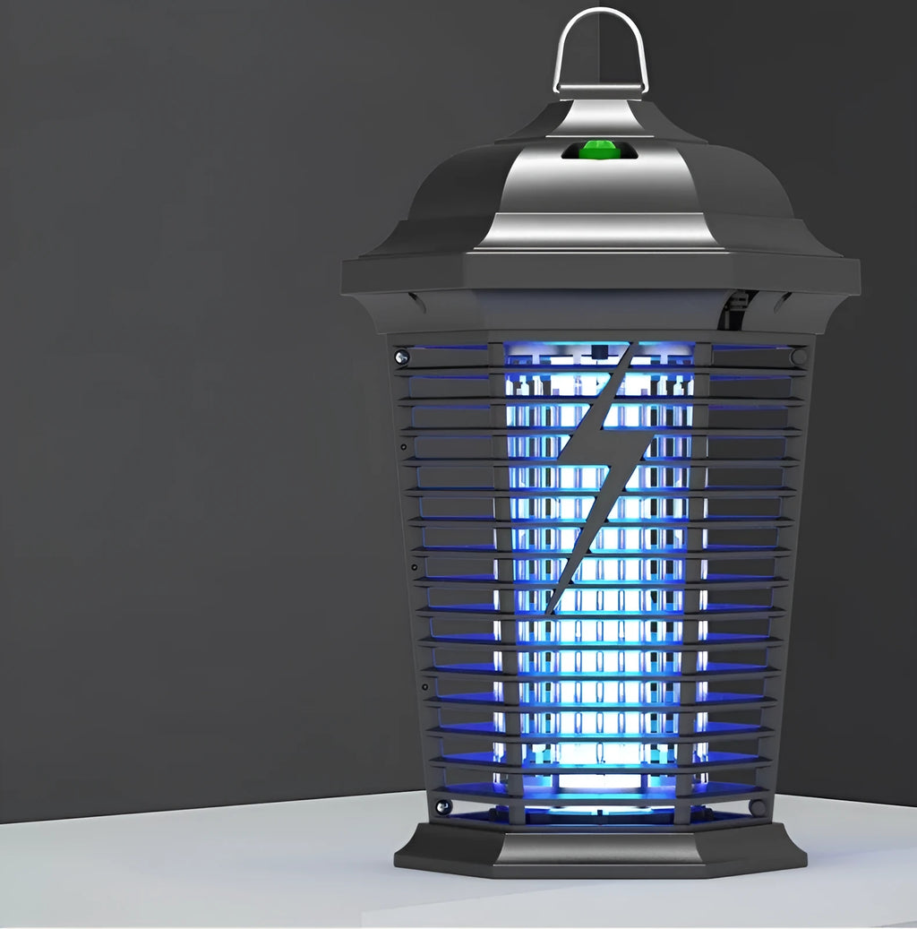 Black outdoor mosquito catcher with UV light and electric shock mechanism for gardens up to 61 square metres