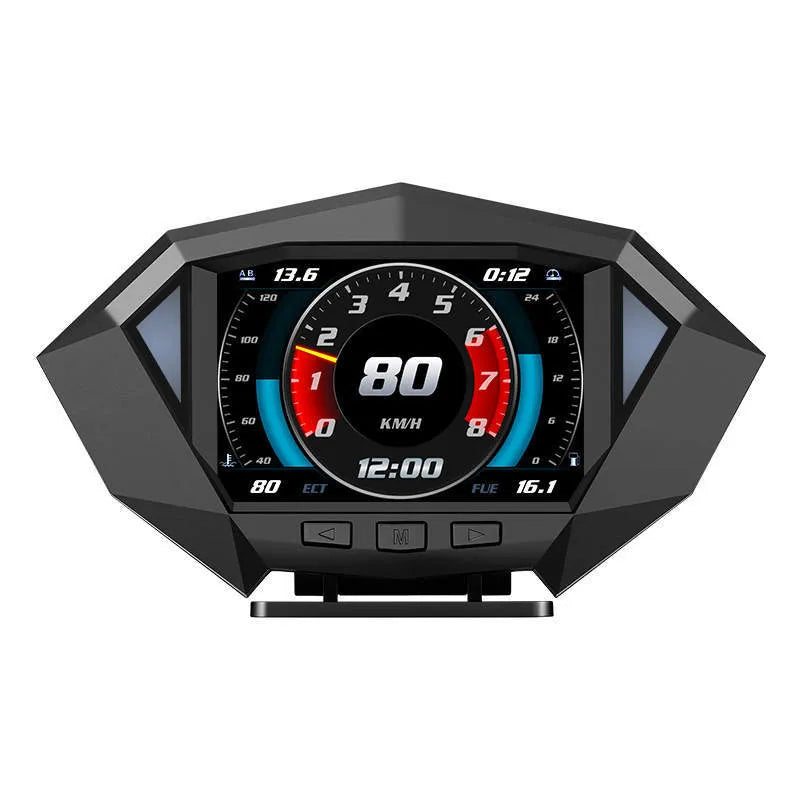 Black vehicle HUD head display unit with OBD cable connection for windscreen projection
