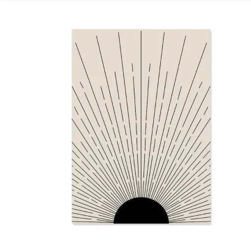Boho abstract canvas wall art with animal design in spray-painted finish