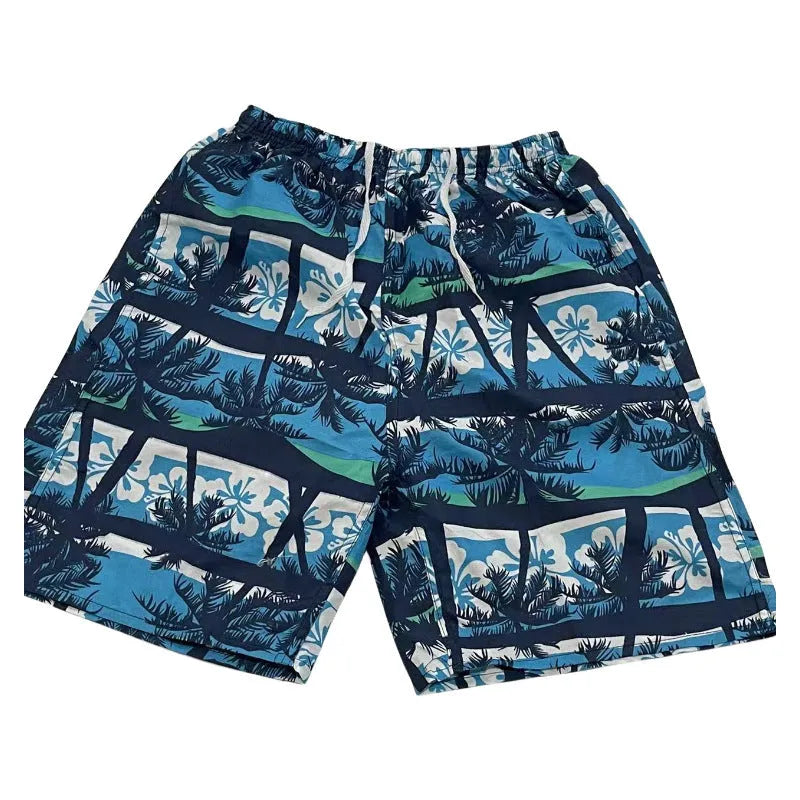 Men's floral print swimming trunks in multiple colour patterns with five-point design