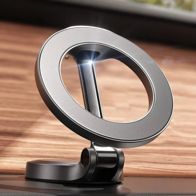 All-metal magnetic car phone mount in Qian colour with foldable design for dashboard mounting