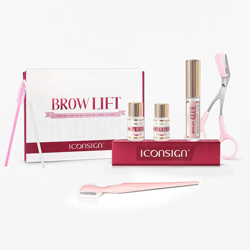 Pink eyebrow quick ironing suit with eyebrow perm set for scalding and keratosis treatment