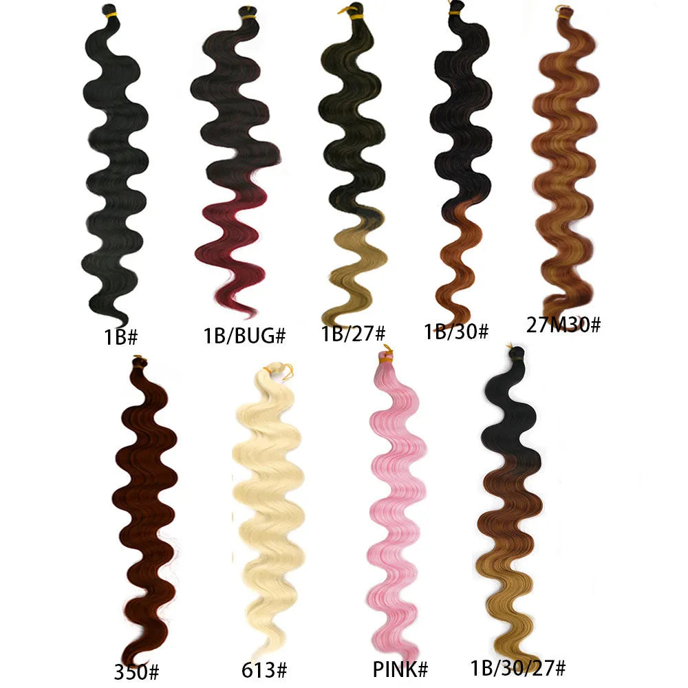 24-inch wine red synthetic wig with big wave texture and crochet braid base