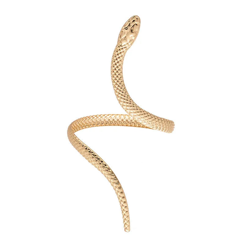 Gold electroplated metal snake design ring and bracelet set with exaggerated twisting