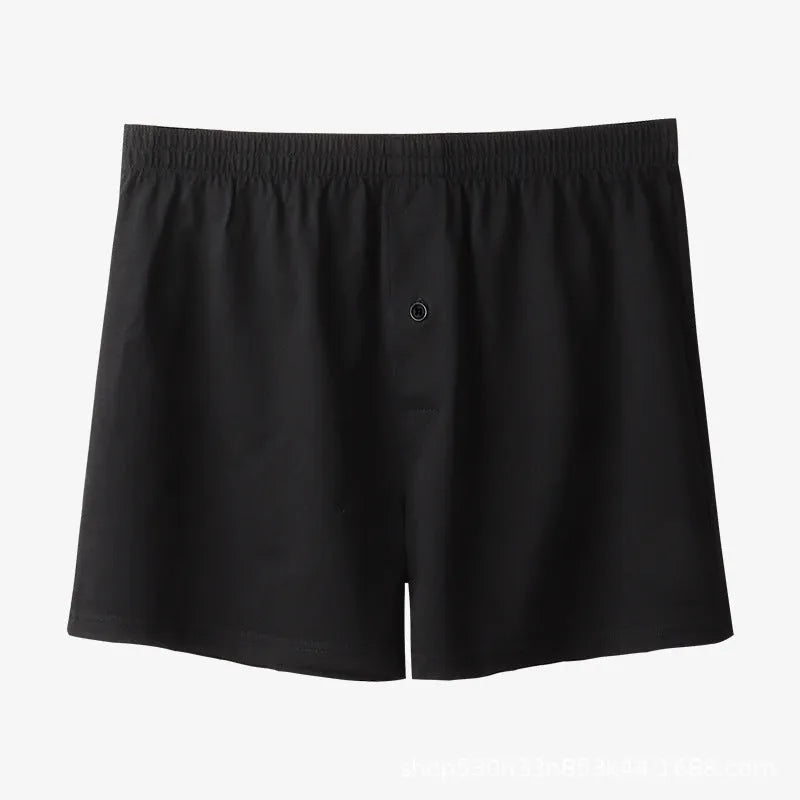 Men's loose fit cotton boxer shorts in light grey, navy blue and black colours with high waist design