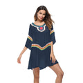 Women's crocheted ethnic style sun protection clothing cover-up in apricot colour.