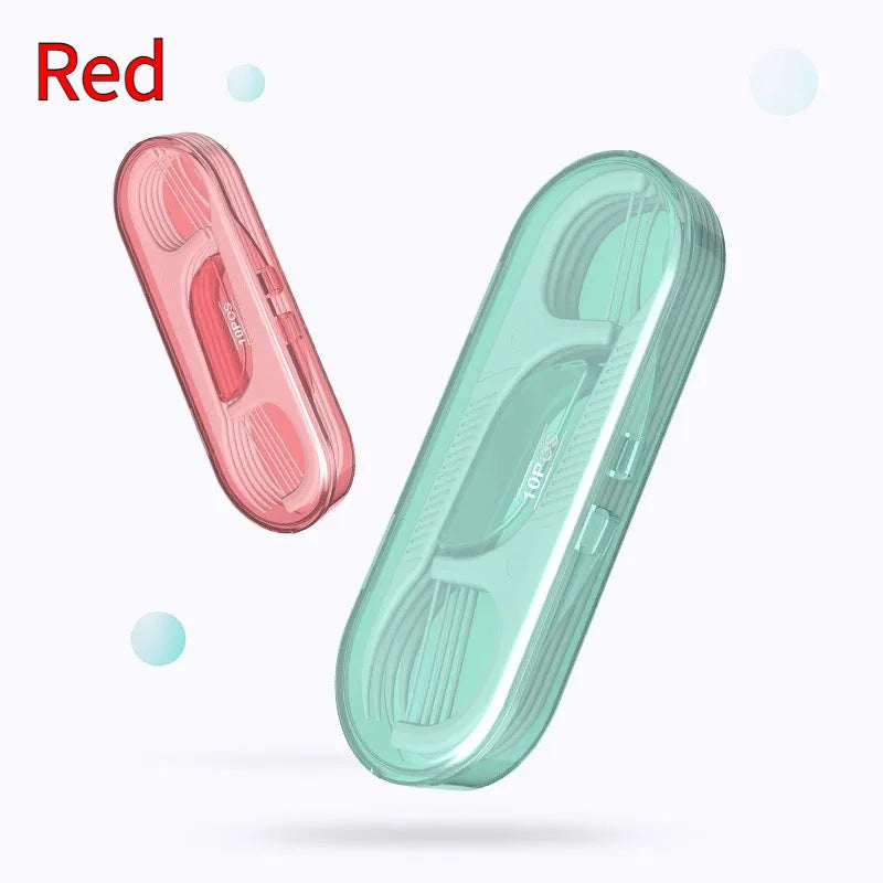 Disposable high tensile dental floss in plastic packaging with dimensions 180x238mm