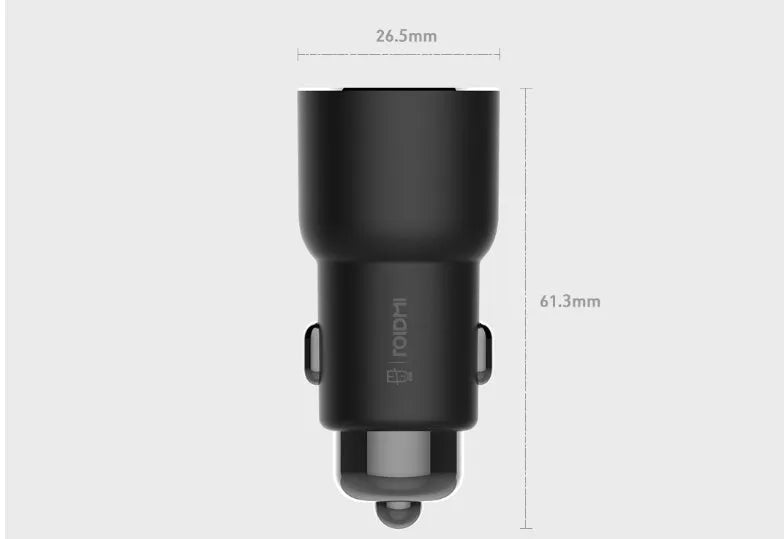 Black Ruimi 3S Music Bluetooth car charger with USB port for phones and tablets.