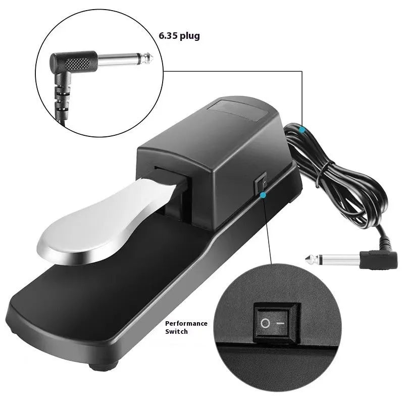 Single sustain pedal for electronic keyboards with ABS plastic housing
