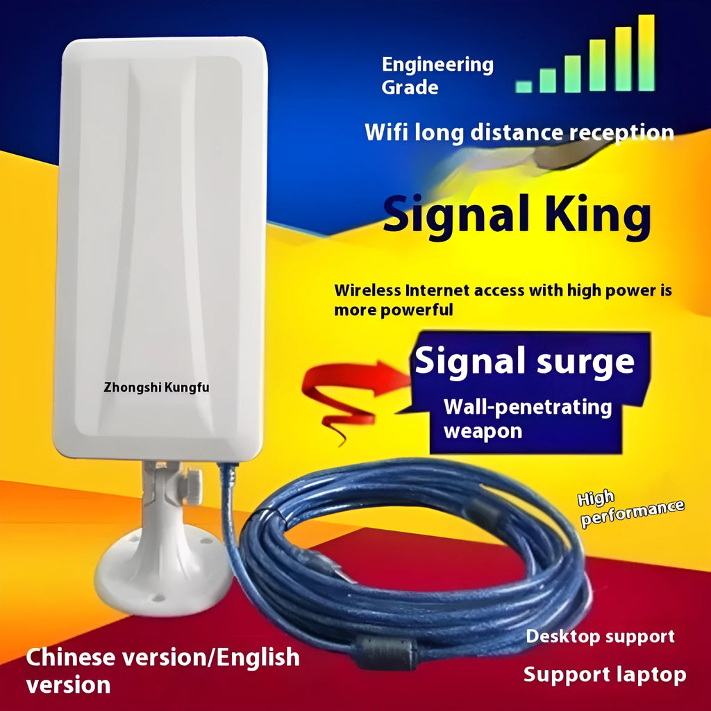 White high-power USB wireless network card for desktop and laptop computers