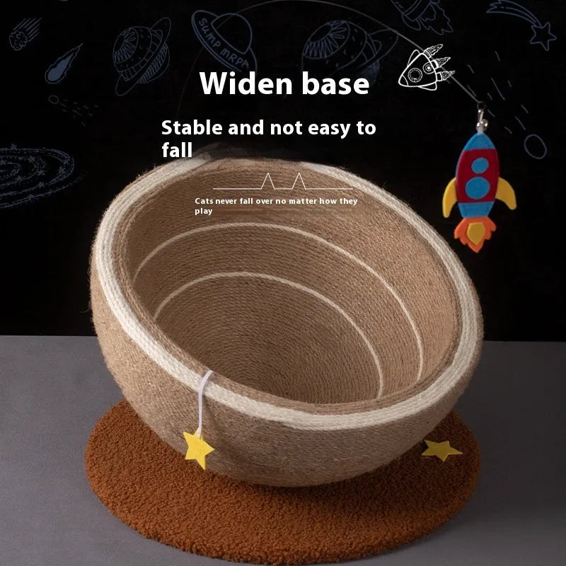 Large integrated cat scratching basin and nest with sisal rope scratching posts and flannel sleeping area