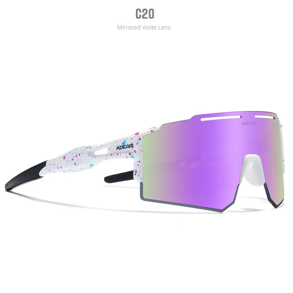Polarized cycling sunglasses with TR90 frameless sports design in athletic colours