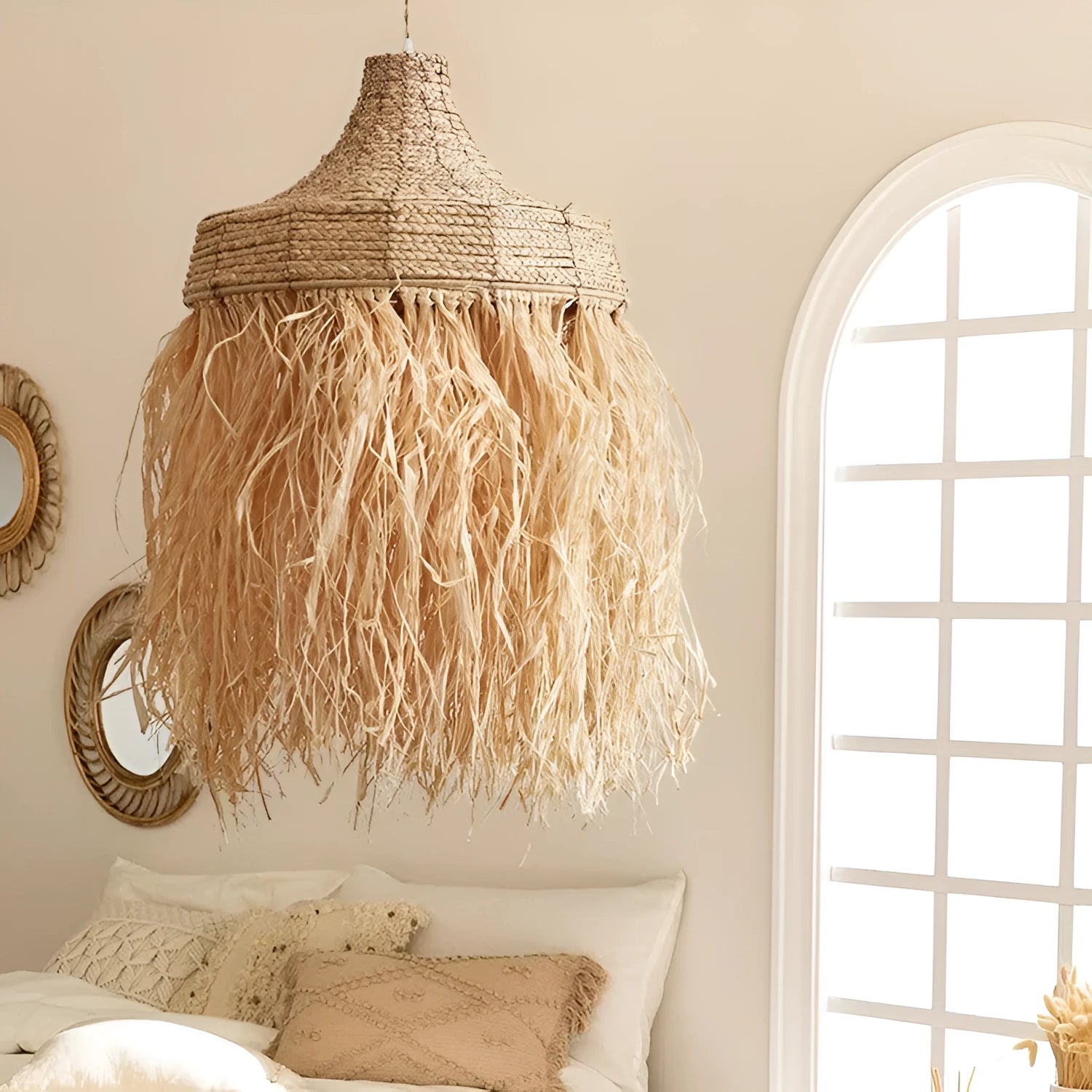50cm diameter southeast Asia style restaurant chandelier with wild vetch and willow weaving