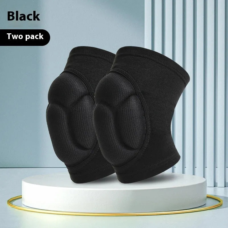 Black and blue thick sponge anti-collision kneepad for dance and sports.