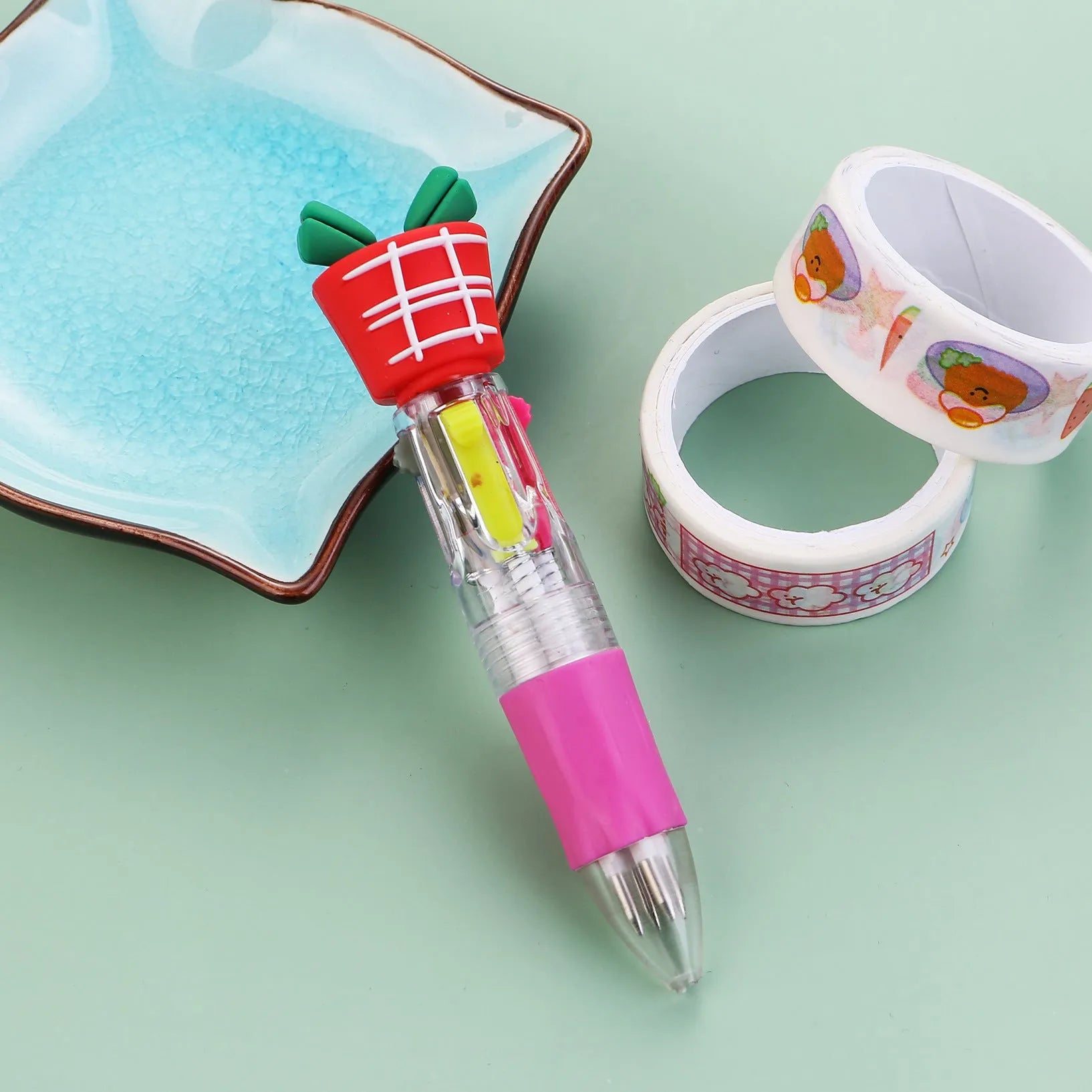 Christmas four-colour press ballpoint pen showing 11cm length with festive designs
