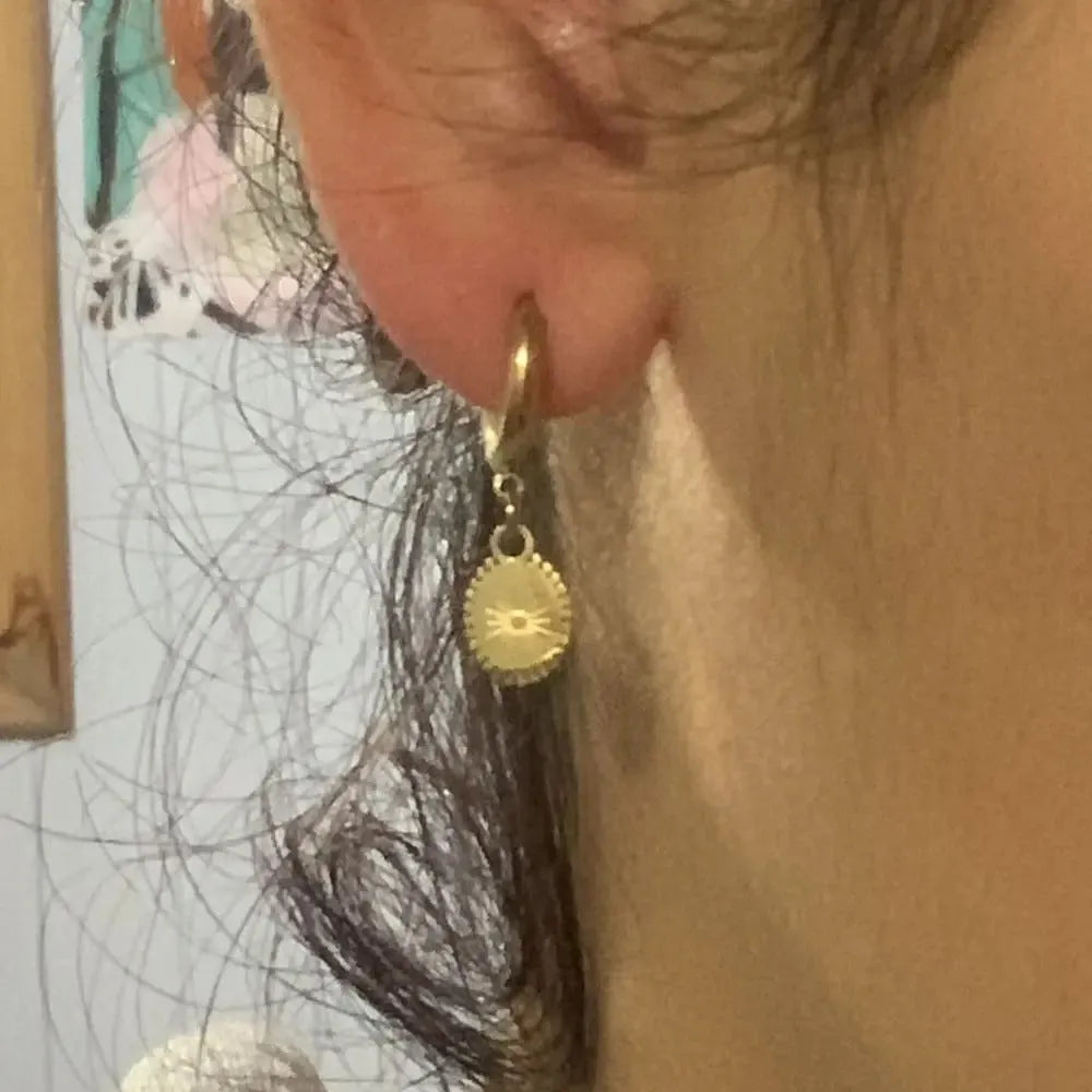 Geometric stainless steel ear button earrings with ellipse design for women in XY-EH005 colour