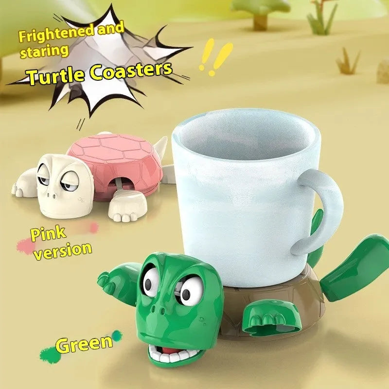 Creative green turtle-shaped ABS plastic coaster for hot drinks.