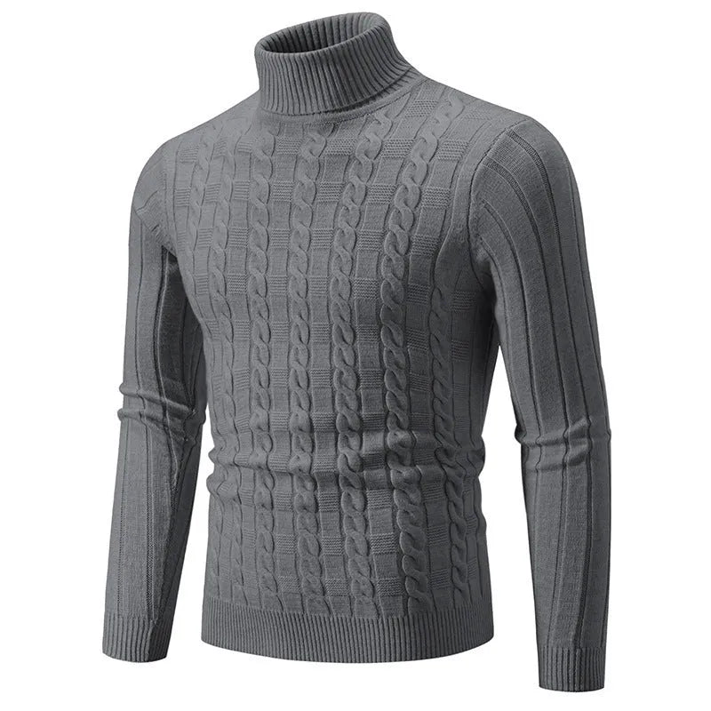 Men's slim fit chenille turtleneck pullover sweater in multiple colours