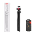 Black octopus-style aluminium alloy tripod with phone clip extended to 360mm length.
