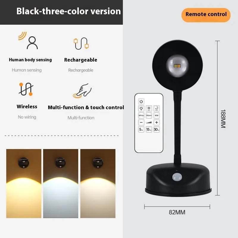Rechargeable geometric wall lamp in black or white with remote control
