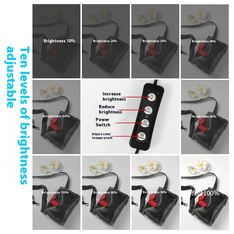 50cm studio light box with foldable metal frame and LED lighting panels for product photography