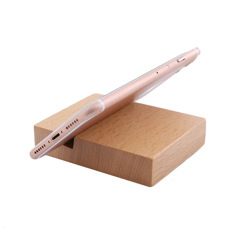 Solid beech wood mobile phone holder with detailed resin animal carving in choice of 22 animal styles