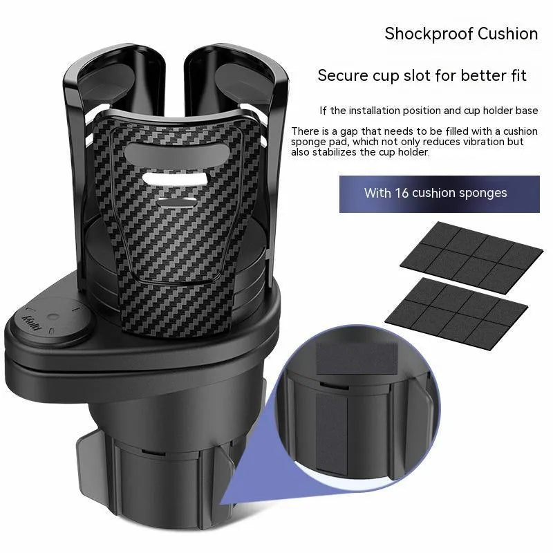 Second generation car cup holder modification accessory in carbon fibre finish