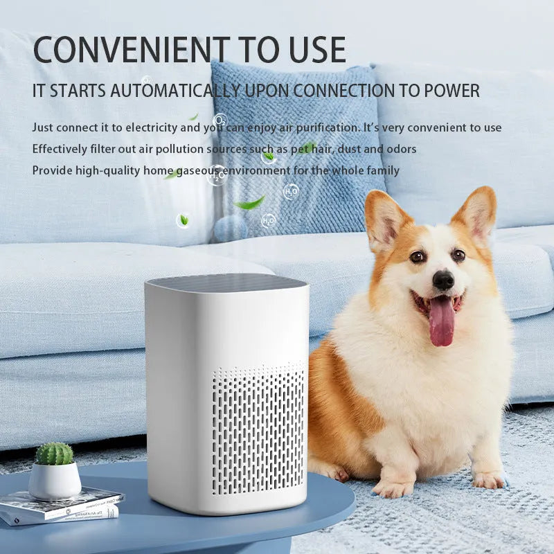 Simple style desktop air purifier and panel heating machine with USB cable.