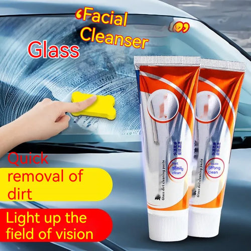 65ml white car windshield cleaning paste bottle with sponge mop applicator for oil stain removal.