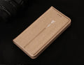 Black PU leather wallet case for iPhone showing card slots