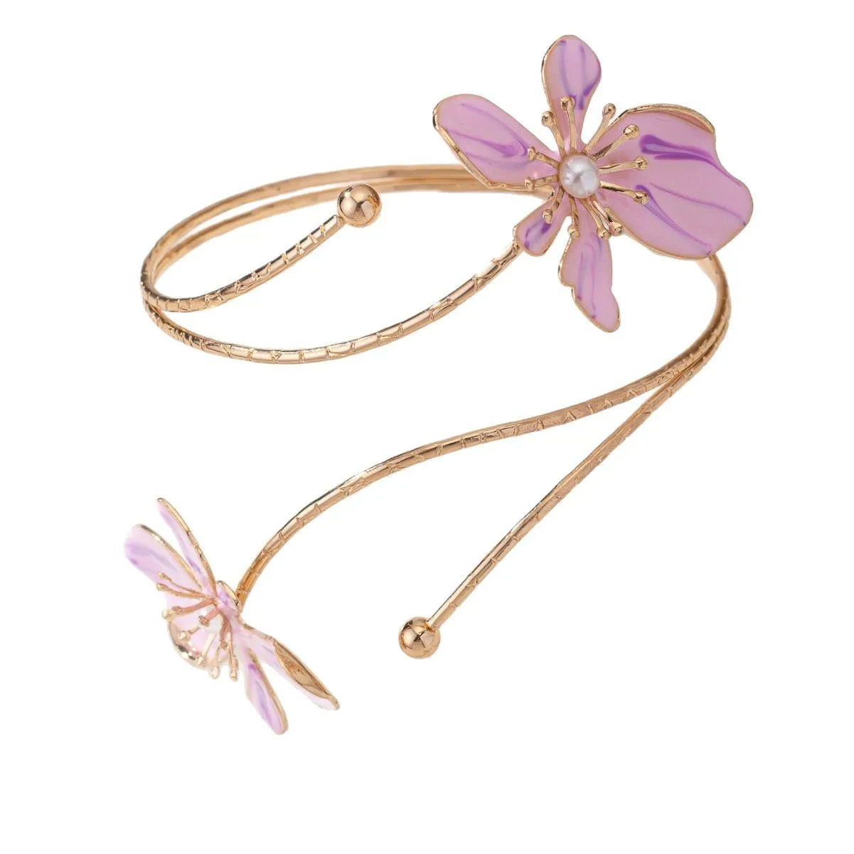 Alloy hollow armband with pattern lines in pink or purple colour jewellery bangle