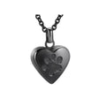 Openable heart-shaped titanium steel cinerary necklace with a love paw print design.