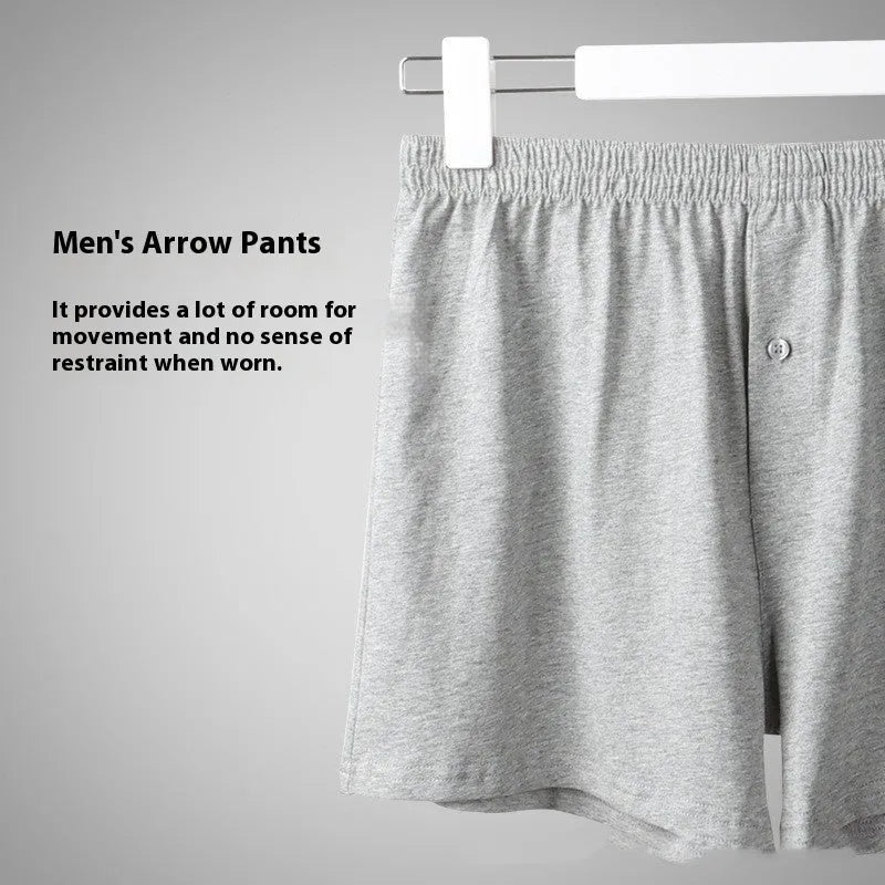 Men's loose fit cotton boxer shorts in light grey, navy blue and black colours with high waist design