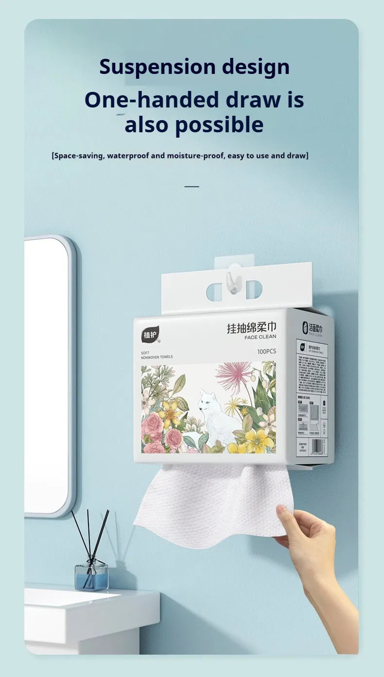 Disposable face cloth hanging removable soft towel roll with 100 sheets