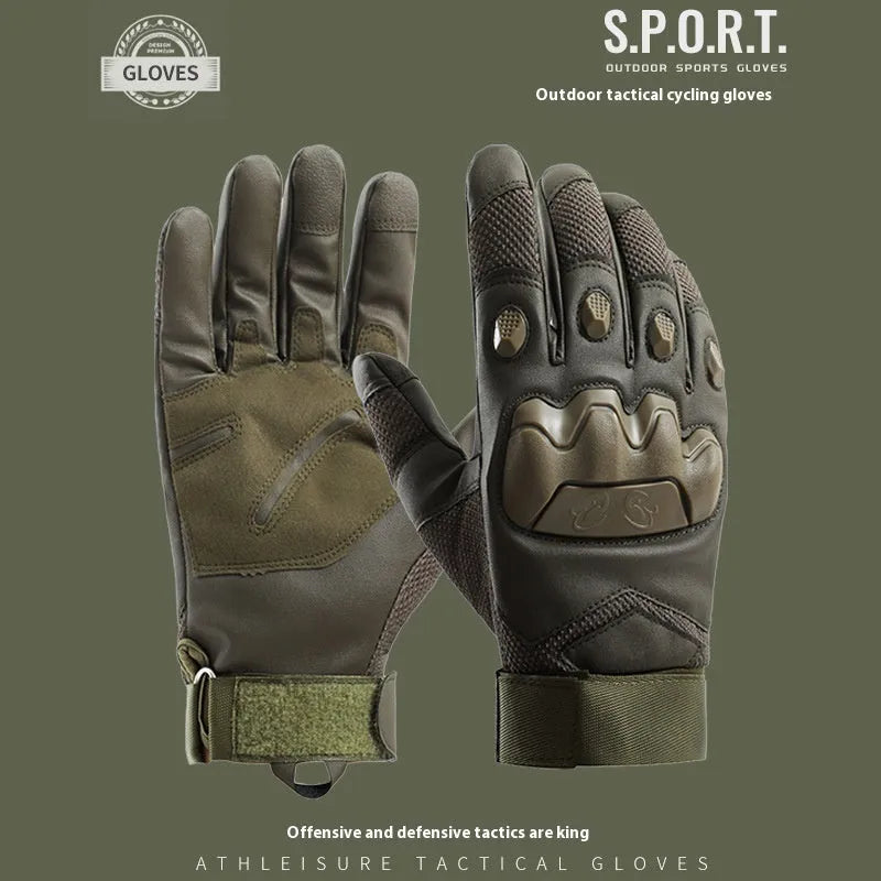 Men's black tactical training gloves with touch screen compatible fingertips