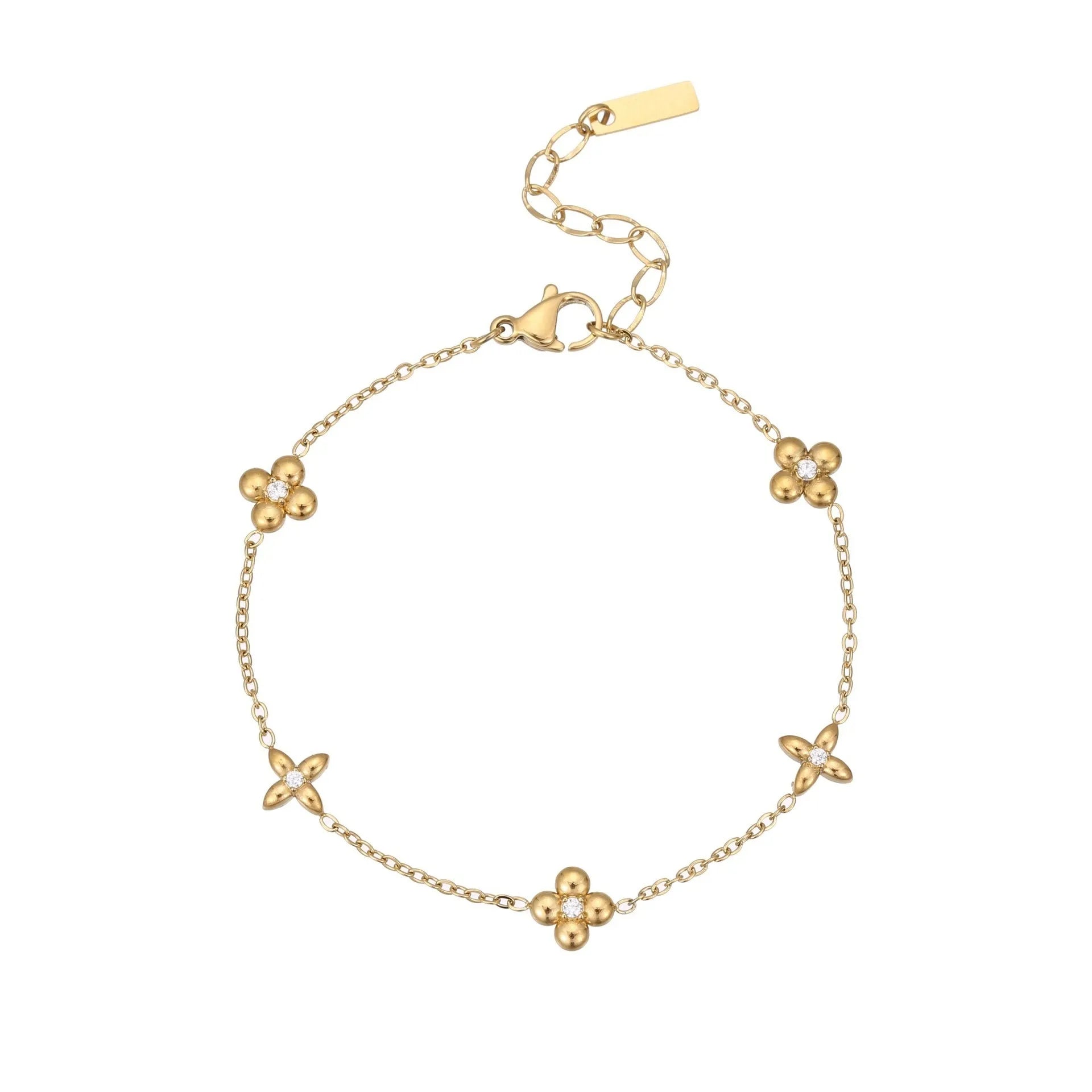 Women's titanium steel bracelet with gold plating and geometric star pendant