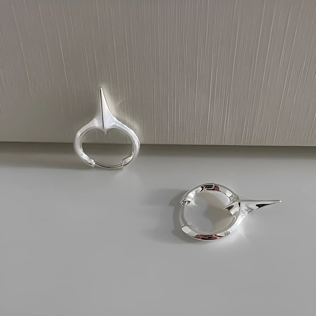 Geometric star ear clips for women with platinum electroplated finish on copper