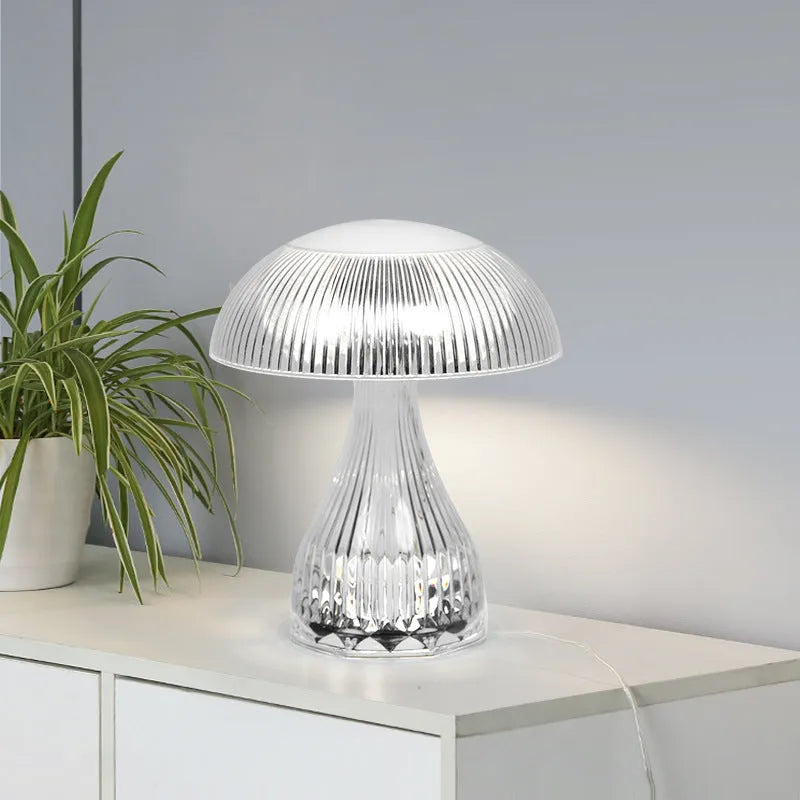 White acrylic touch night lamp with USB charging port showing three colour modes