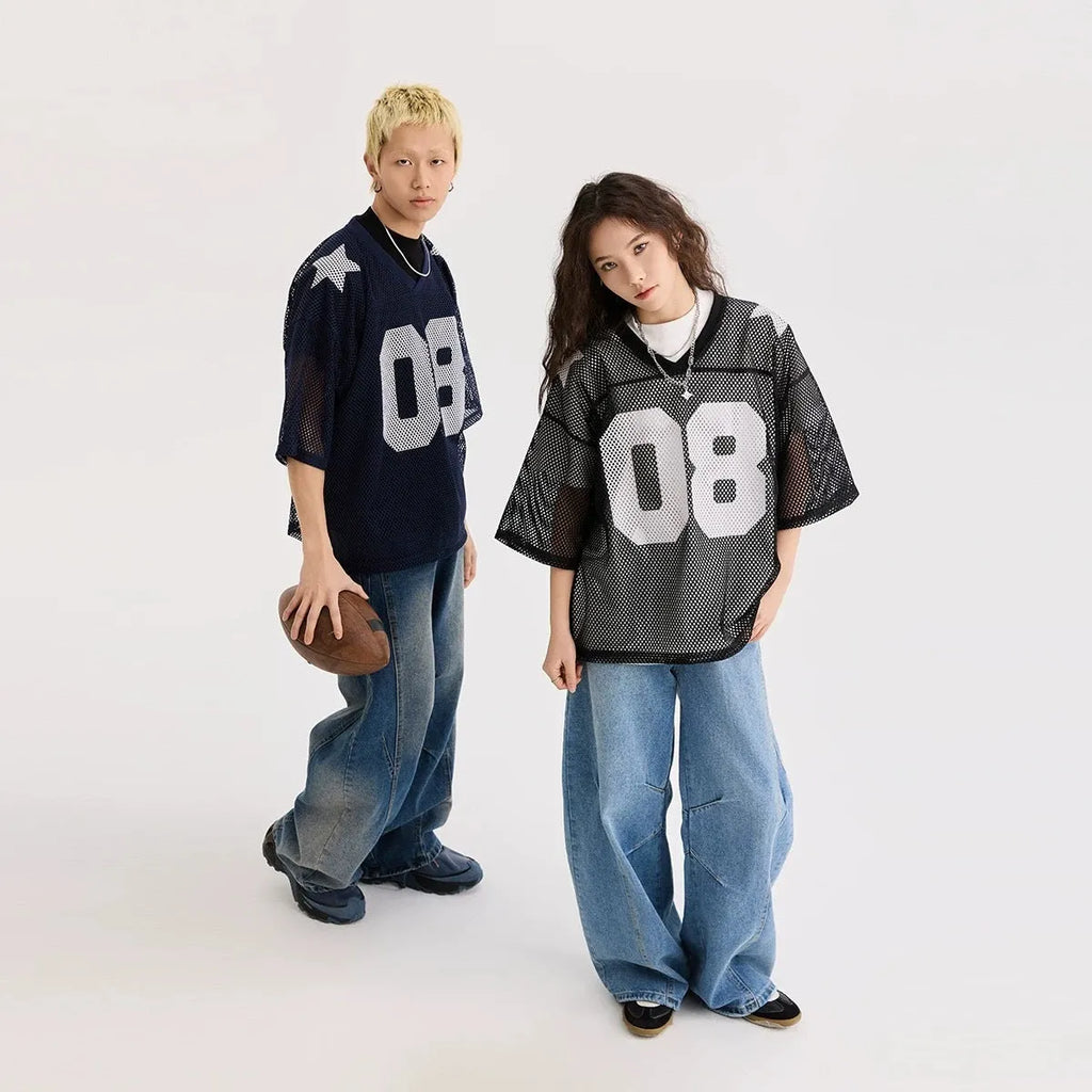 Black loose fit half sleeve pullover shirt with white letter pattern print