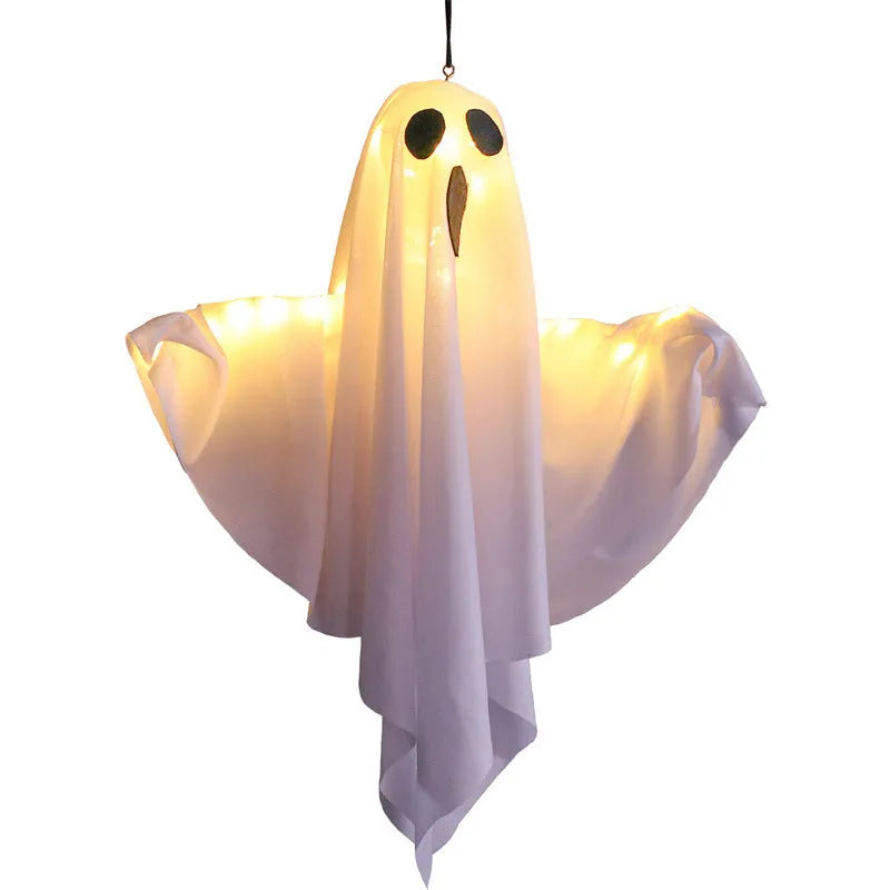 White and orange cloth ghost light with 4.5V button electronics for Halloween party arrangements