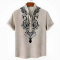 Men's striped casual shirt with personalised button closure in loose fit polyester fabric