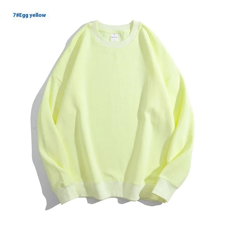 Cotton solid color round neck off shoulder sweater in loose pullover style with long sleeves available in various colours
