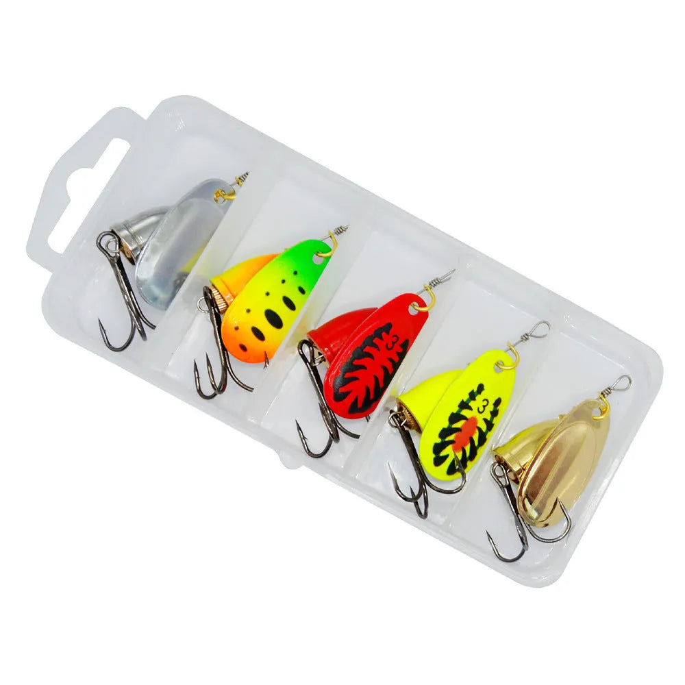 R composite rotating sequins copper bell fishing lure in seven colour variations