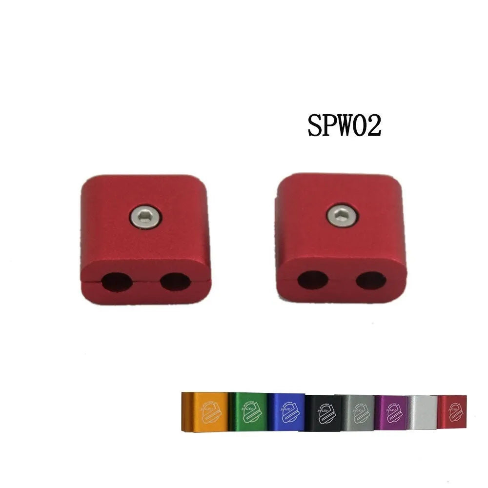 Three-piece metal car fastening clamp in assorted colours, shown with metal fixed sleeve, scale showing 55x30x25mm dimensions.