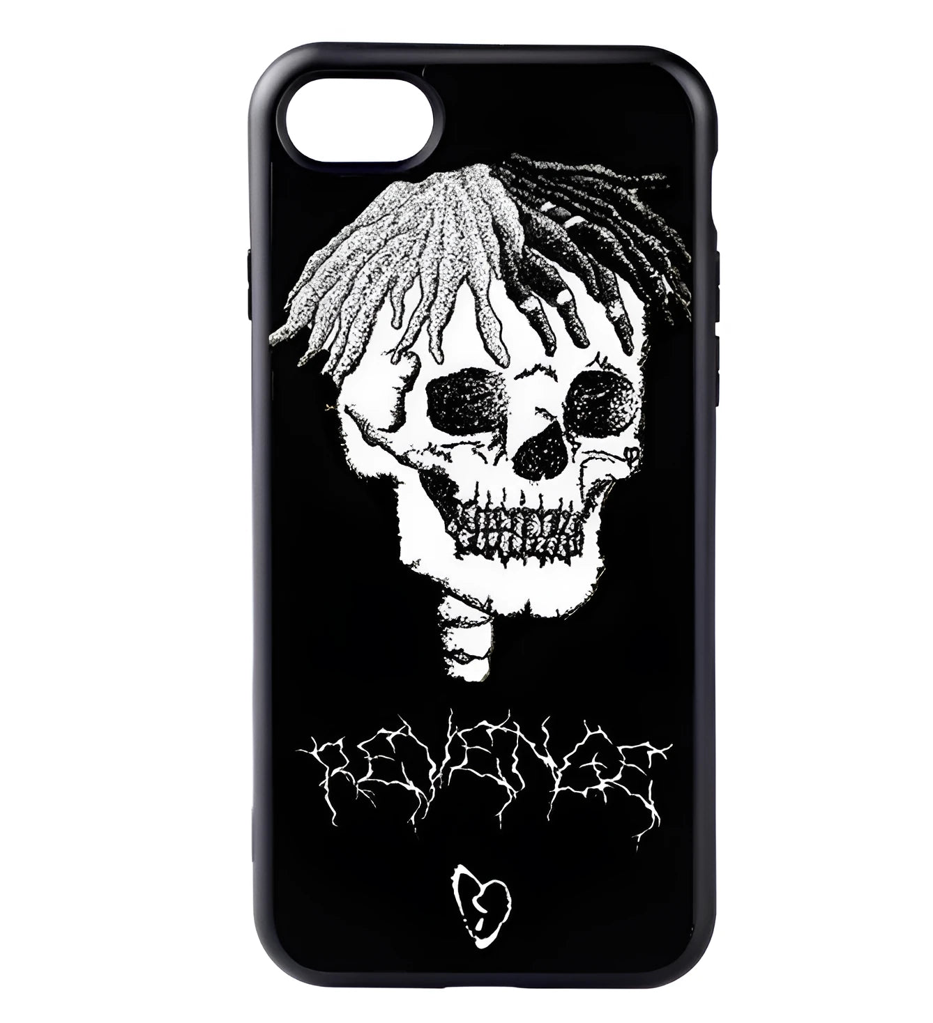 Half-wrapped transparent iPhone case with XXTentacion artwork design showing matte finish texture