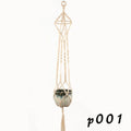 Woven cotton rope plant holder in a desktop style with greenery inside.
