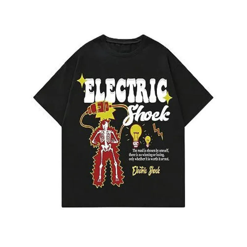 Men's printed street short-sleeved sports t-shirt showing digital pattern on polyester fabric