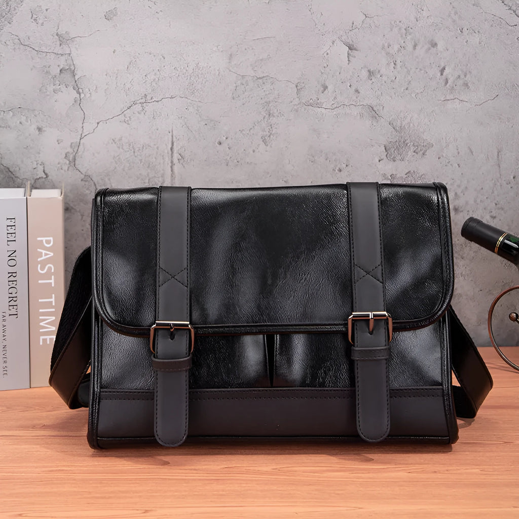 Black Korean style commuter backpack with anti-theft function and sewing thread detailing